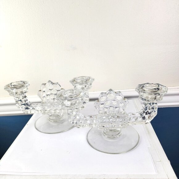 Fostoria Double Candlestick Holders Vintage 8.75